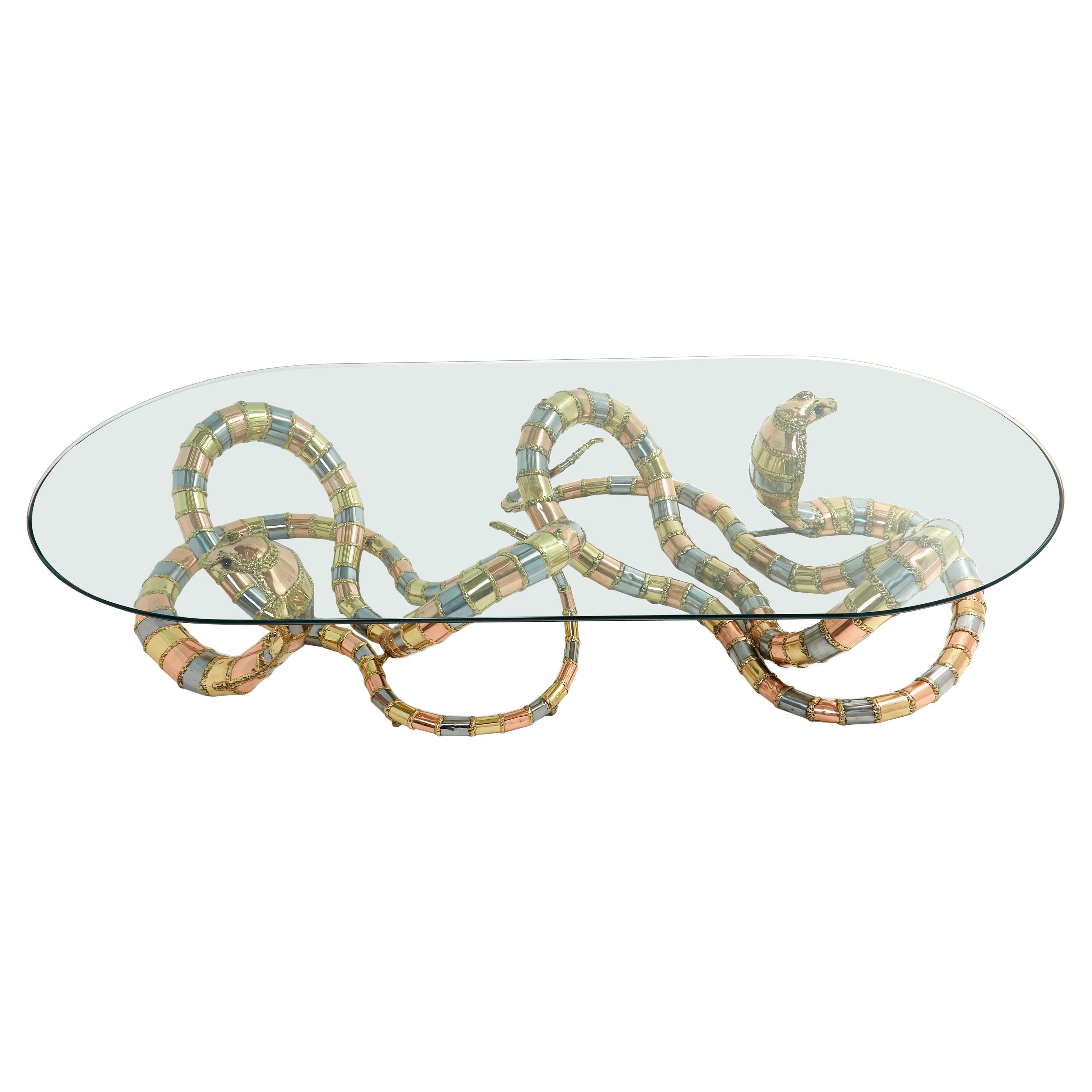 Signed Isabelle Faure Cobra Sculpture Xl Coffee Table, 1970s  For Sale