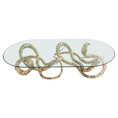 Signed Isabelle Faure Cobra Sculpture Xl Coffee Table, 1970s 