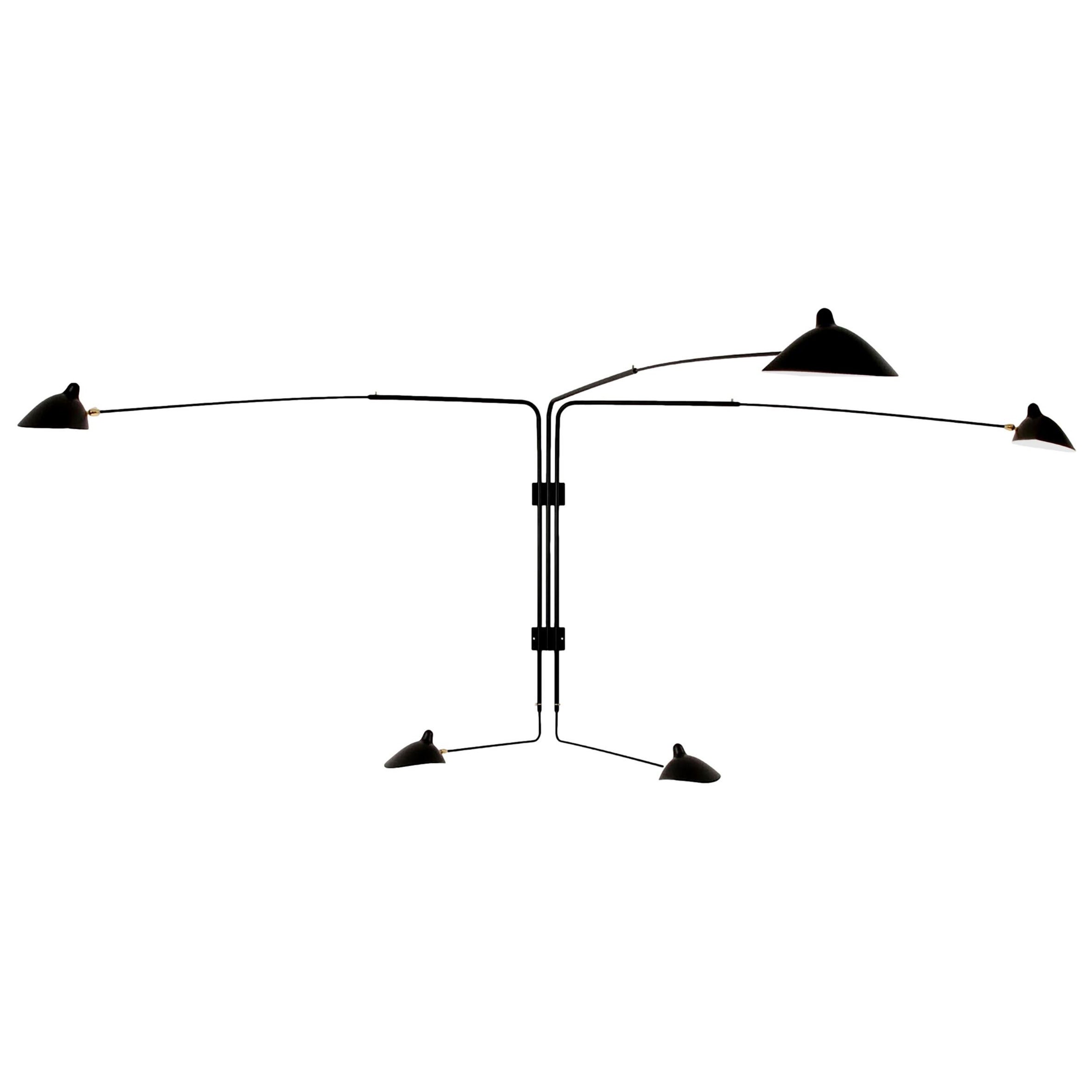 Serge Mouille - Rotating Sconce with 5 Arms in Black For Sale