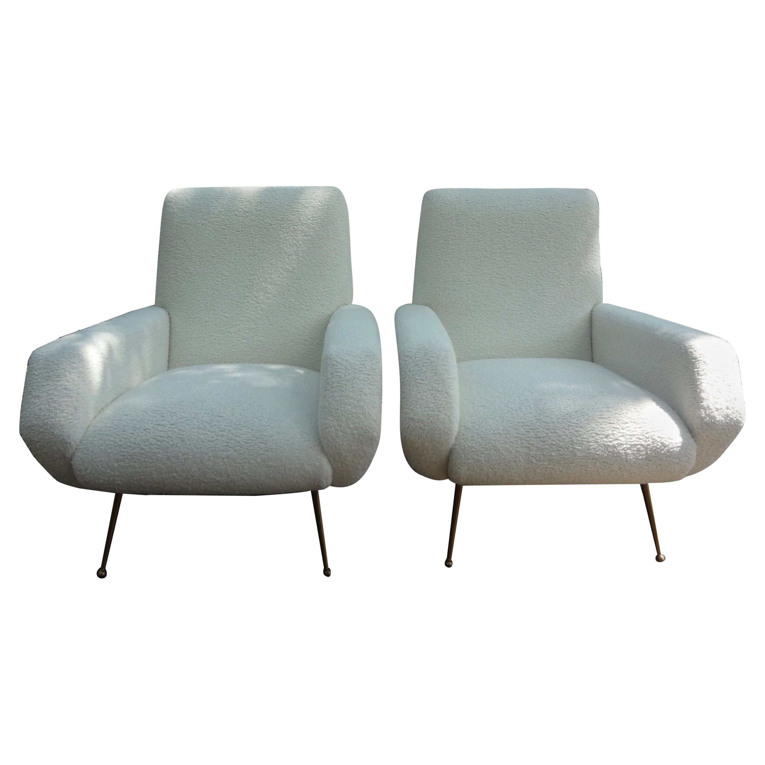 Pair of Italian Modern Gio Ponti Inspired Lounge Chairs