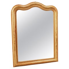 Antique French Gold Louis Philippe Mirror with Shaped Top, 19th Century
