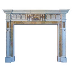 Large Georgian Style Fireplace Mantel in Statuary and Bluejohn Marble