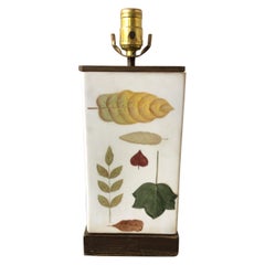 1940s Small Hand Painted Porcelain Leaf Lamp