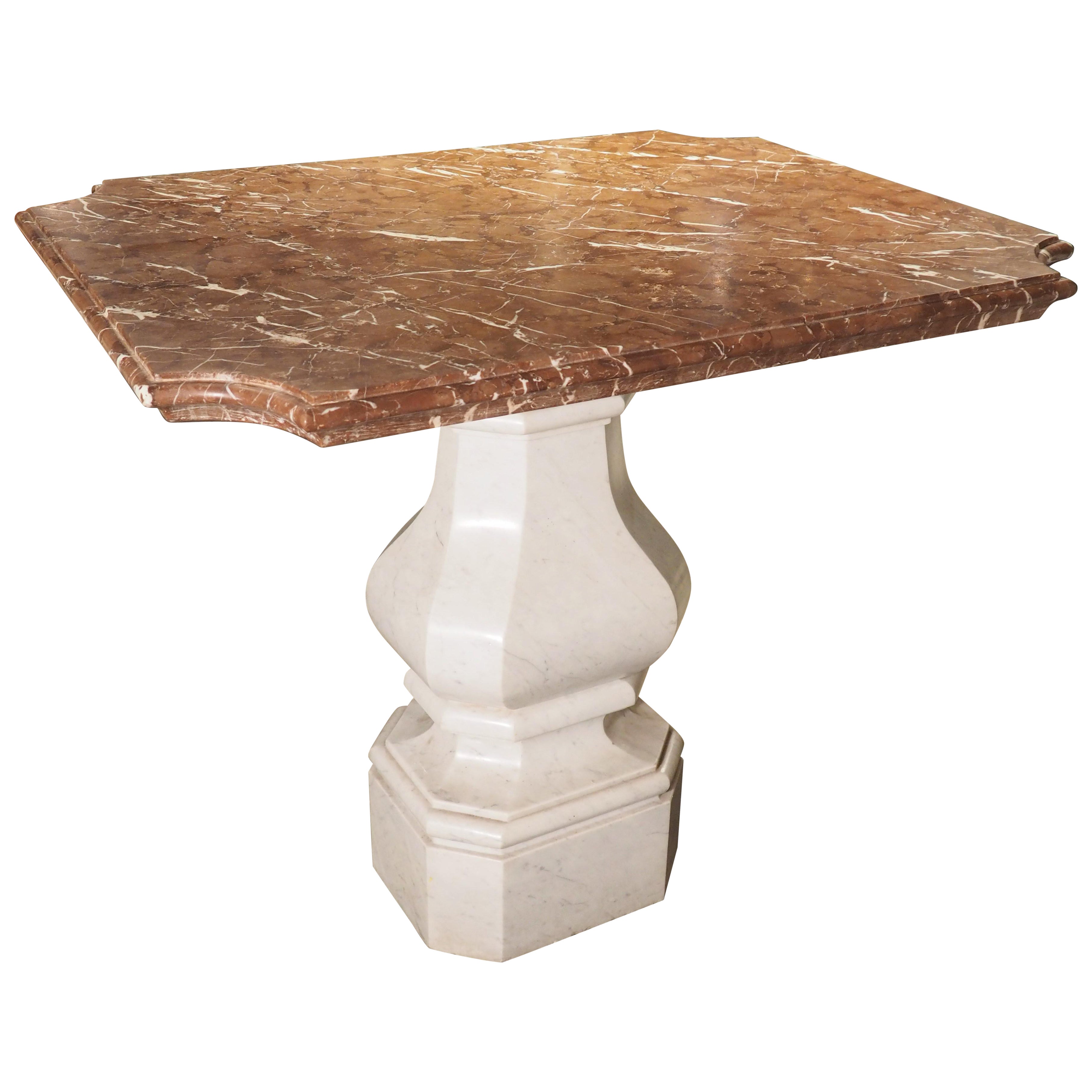 19th Century Carrara and Sicilian Marble Table from a Villa in Turin For Sale
