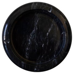 Italian Modernist Black & White Vein Marble Circular Ashtray