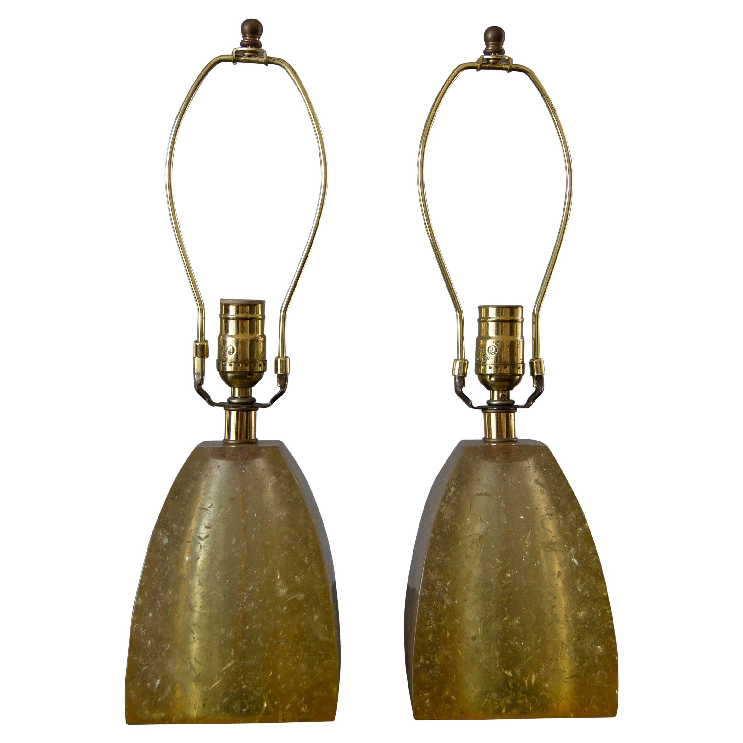 1960s Fractal Resin Mantel Lamps, Rewired - a Pair For Sale