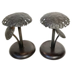 Pair of Mid-Century Italian Bronze Mushroom Lamps