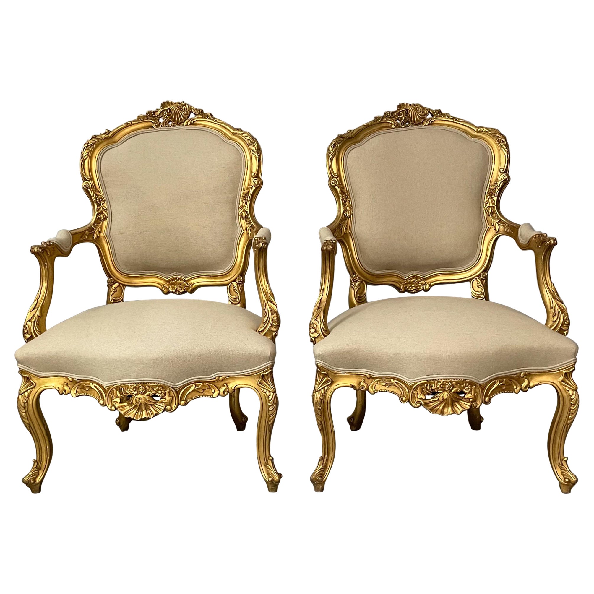 Italian Giltwood Arm Chairs For Sale