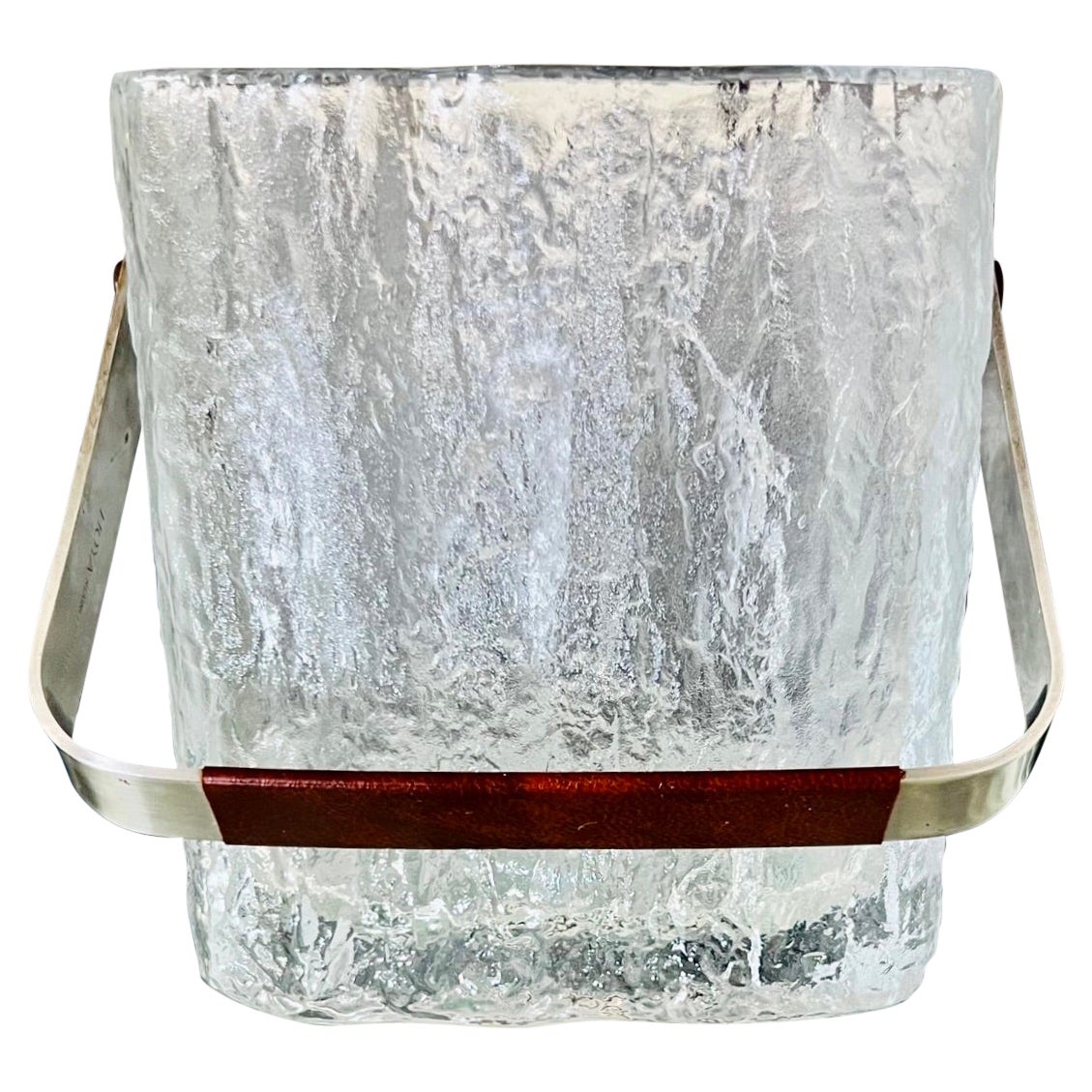 Mid-Century Modern Ice Bucket with Textured Ice Glass, Japan, circa 1960s For Sale