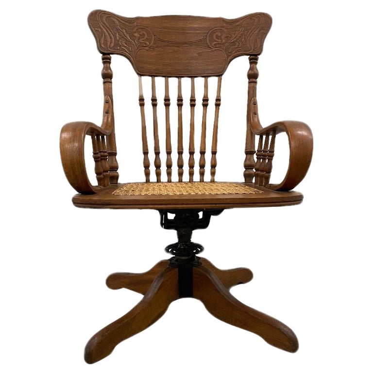 Oak Carved Desk Chair For Sale at 1stDibs