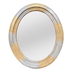 Antique Oval Mirror, Silverwood & Giltwood, 1950's
