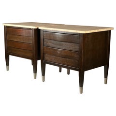 Vintage Elegant Night Stands by American of Martinsville with Bowed Fronts