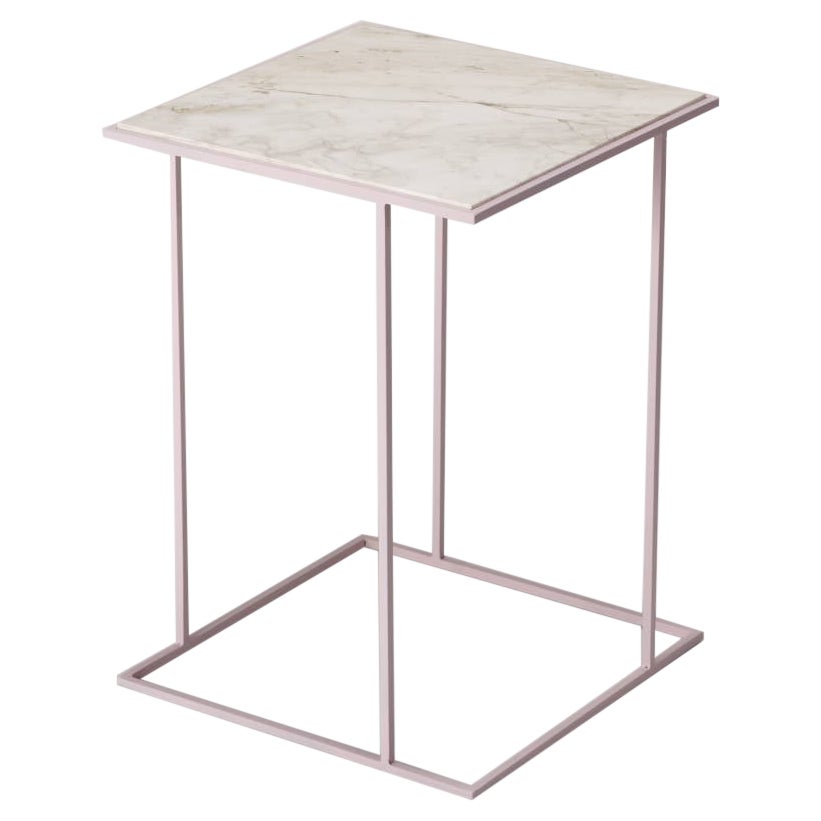 Frame - Roman Travertine Side Table By DFdesignlab Handmade in Italy For Sale