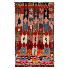 Vintage Low Pile Moroccan Boucherouite Rug, Wall Decor - the Eclipse