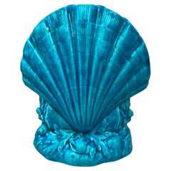 19th Century Minton Majolica Shell Posy Aqua Vase