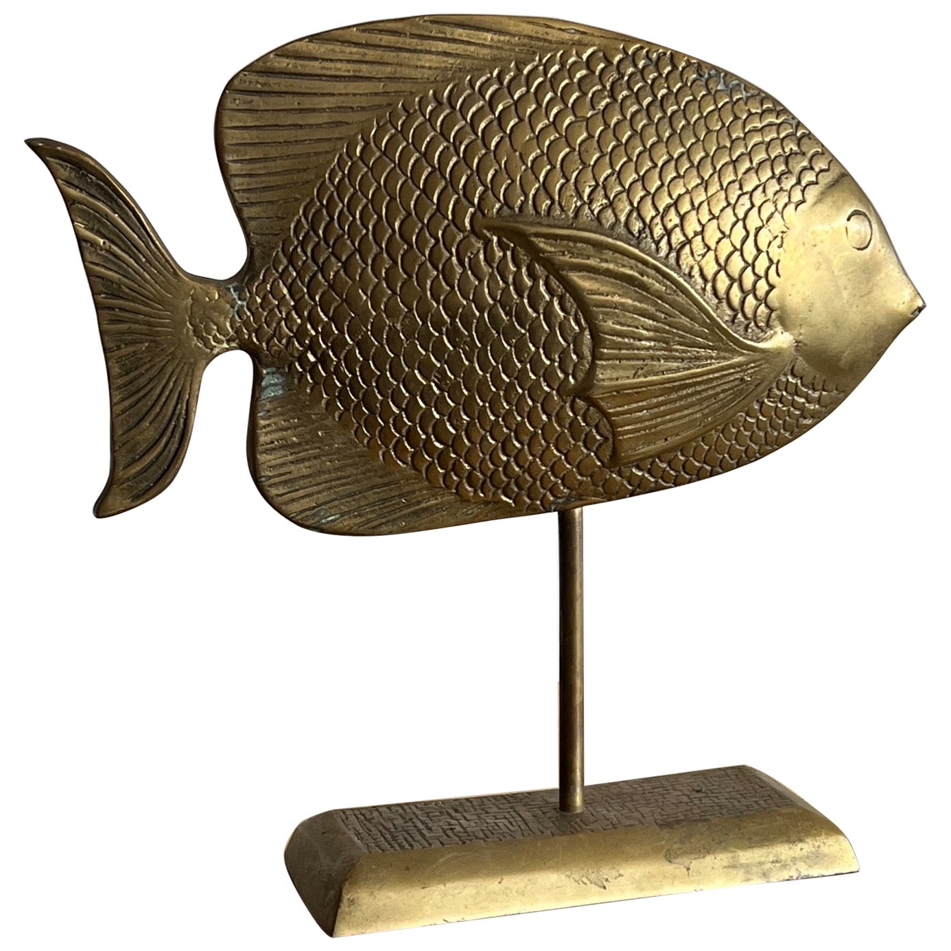 Fisch-Skulptur aus Messing von Rosenthall Netter