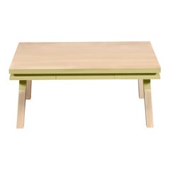 Ash Wood and Yellow Lacquered Coffee Table, Design Eric Gizard, Made in France