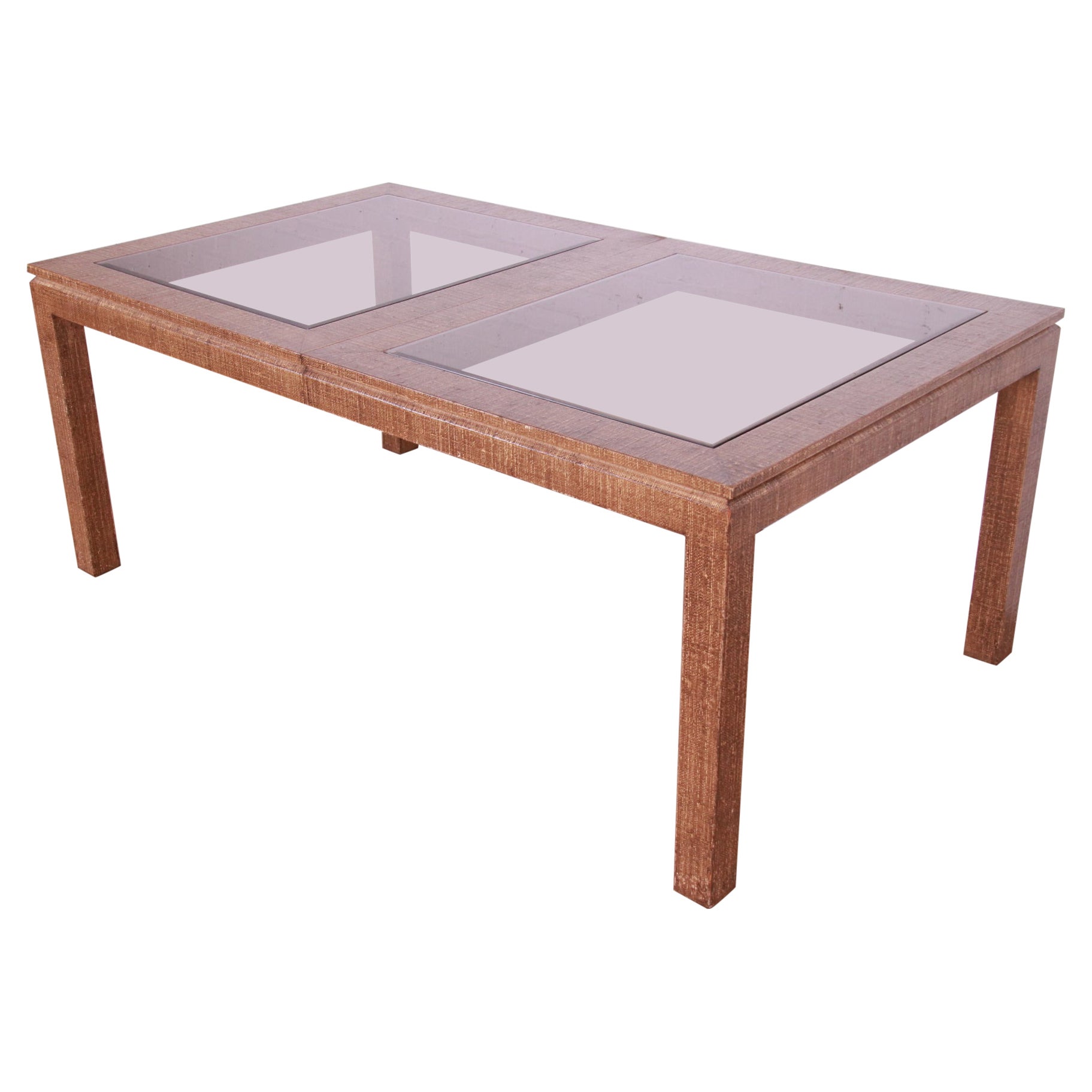 Karl Springer Attributed Mid-Century Modern Lacquered Grasscloth Dining  Table For Sale at 1stDibs