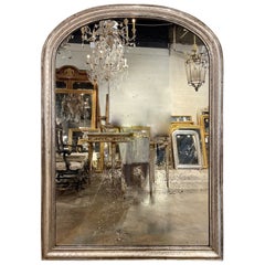 19th Century French Silver Leaf Arch Top Louis Philippe Mirror with X Pattern