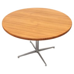 Herman Miller Inspired Solid Wood Topped Mid-Century Pedestal Table