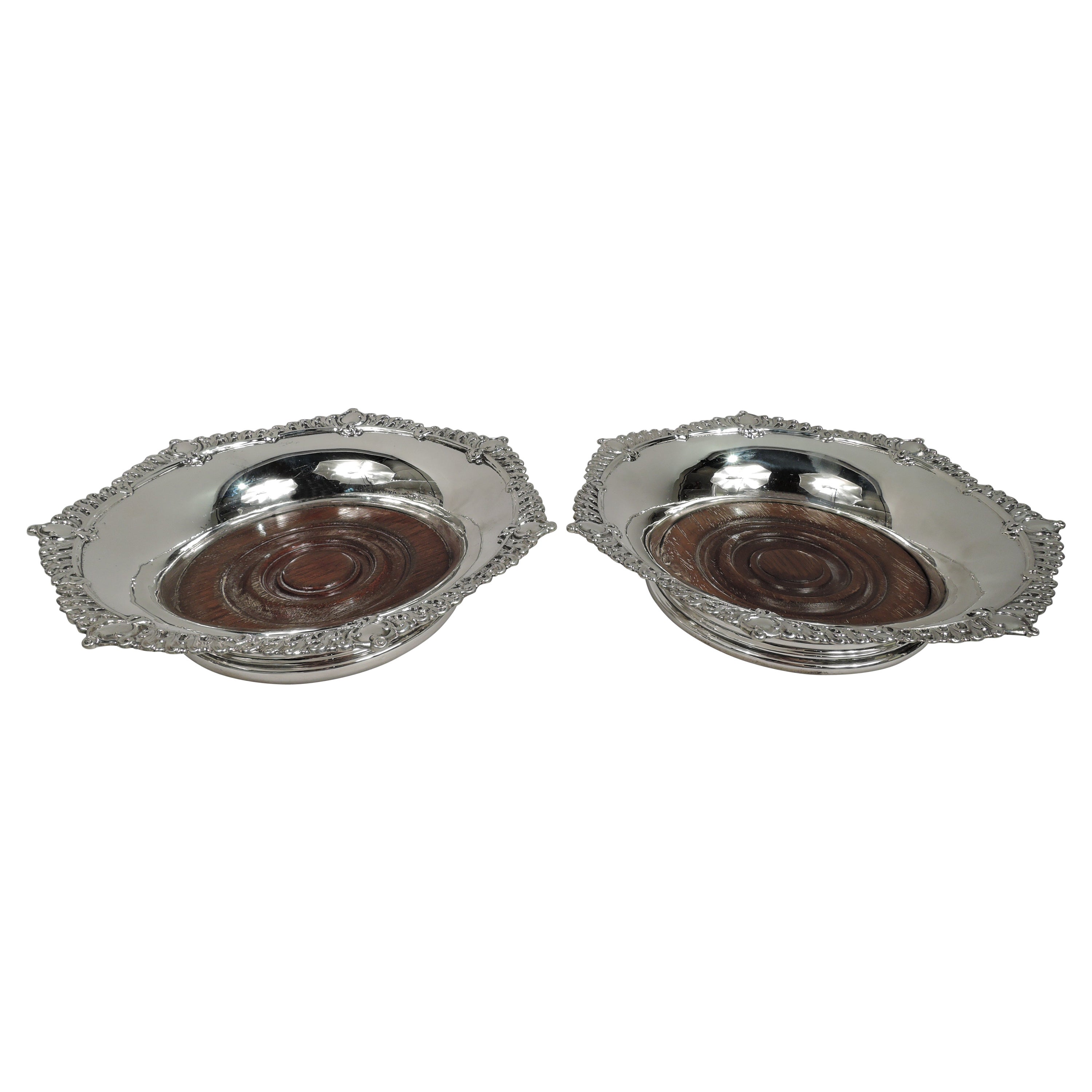 Gift-Quality American Edwardian Sterling Silver Wine Bottle Coasters