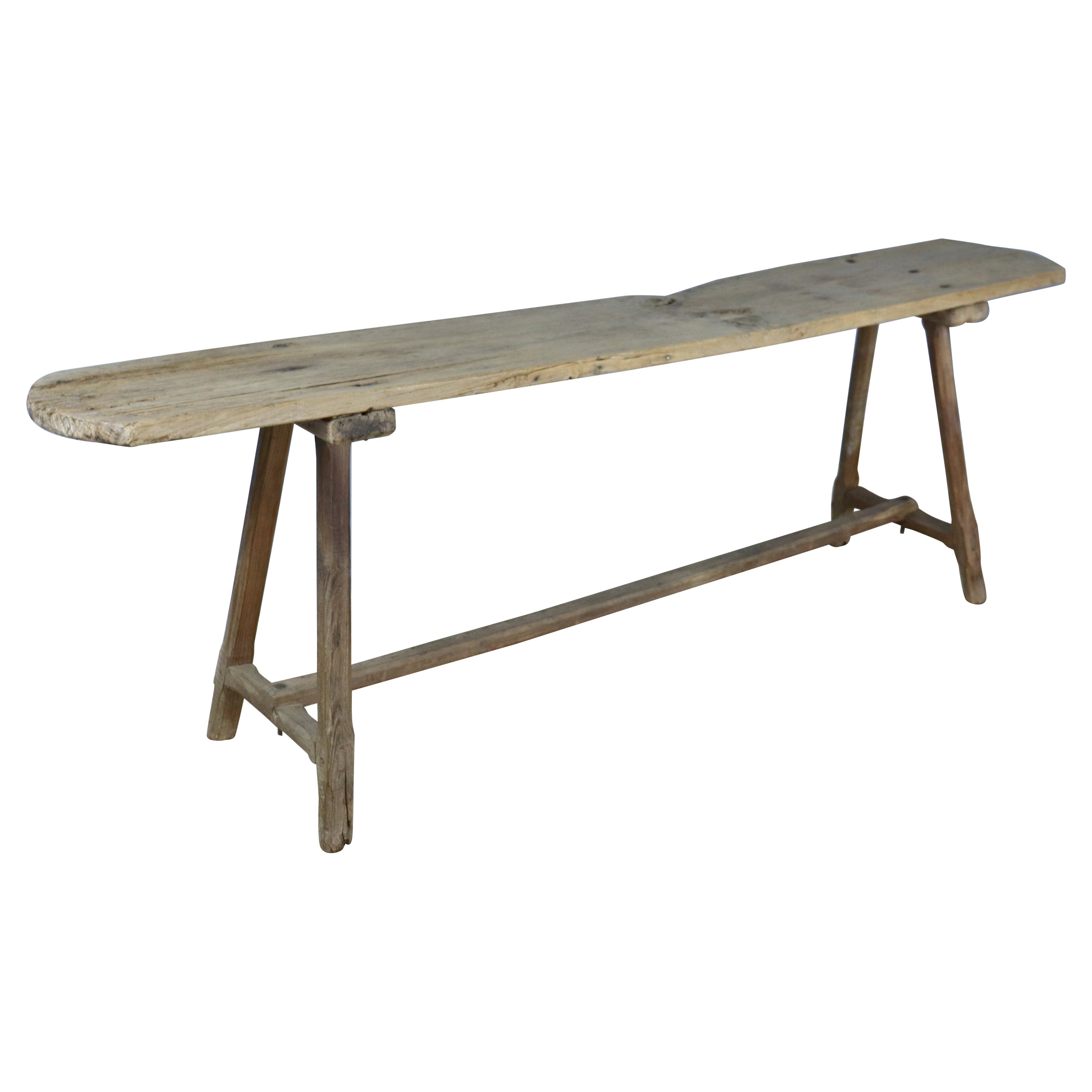 Rustic French Poplar Serving or Work Table For Sale