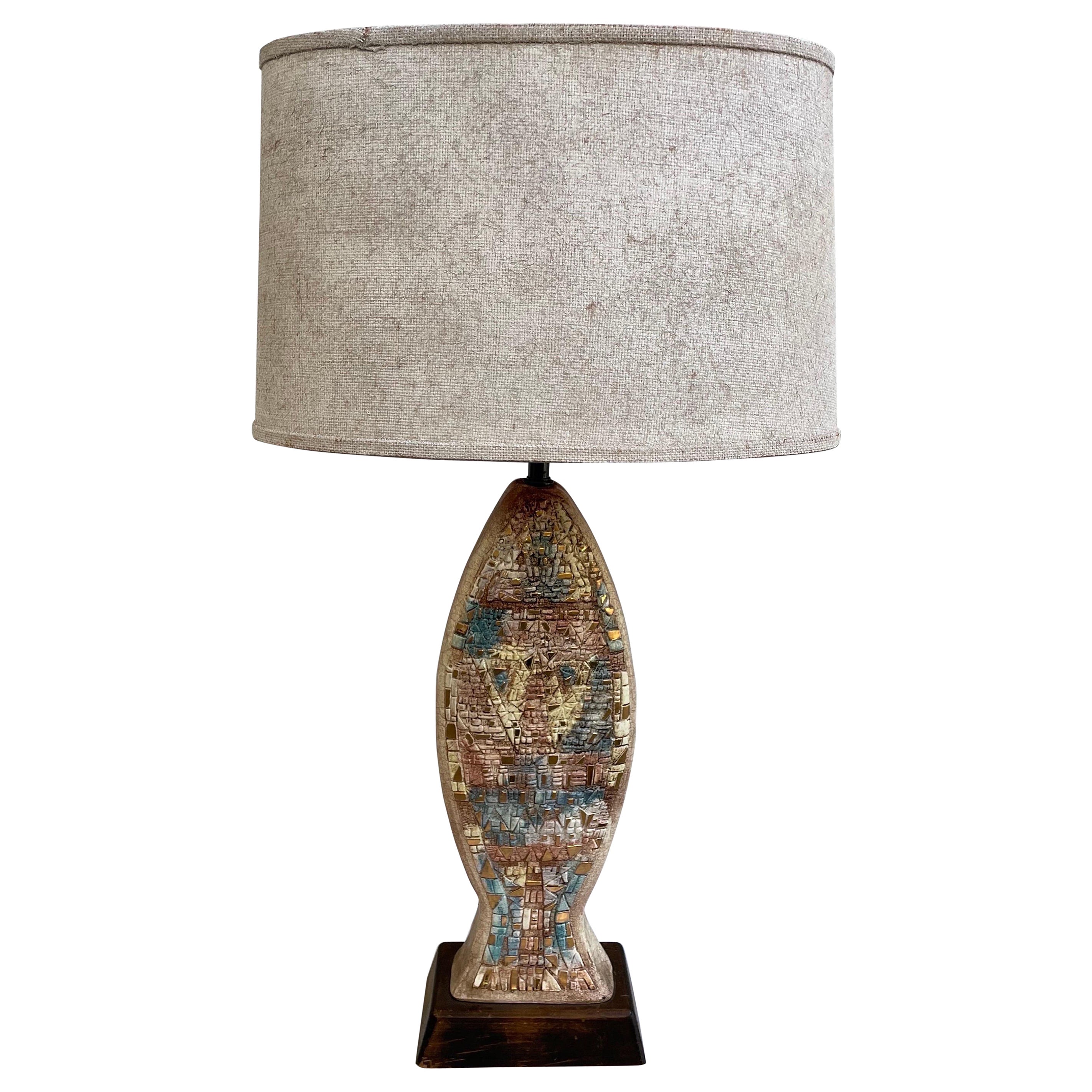 Sasha Brastoff Mosaic Ceramic Table Lamp For Sale