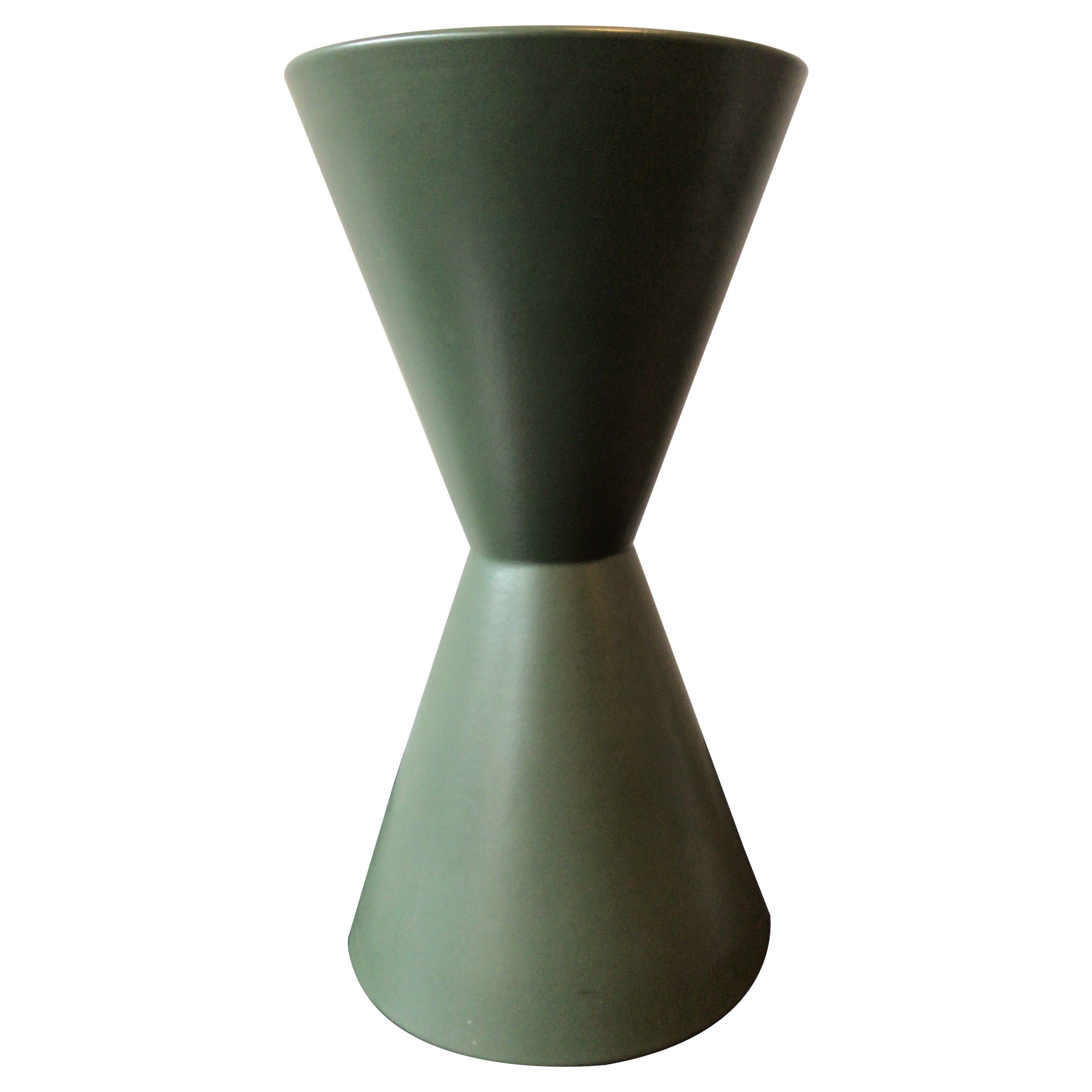 Grüner Sanduhr-Pflanzgefäß von Lagardo Tackett für Architectural Pottery aus den 1960er Jahren im Angebot