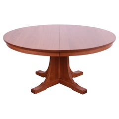 Stickley Mission Oak Arts & Crafts Extension Pedestal Dining Table, Refinished
