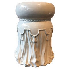 1960s Italian Ceramic Poof Side Table