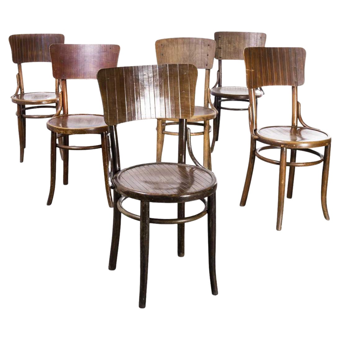 Chaises de salle à manger en bois courbé des années 1910, Mundus, ensemble de six chaises