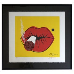 Niagara Hot Lips 'Yellow' Signed Artist Proof Contemporary Giclee Framed