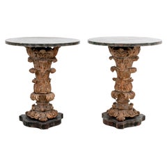 Antique Pair of Carved Lime Oak Tables