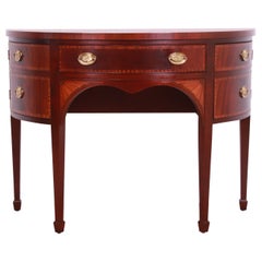 Baker Furniture Federal Mahogany and Satinwood Demilune Cabinet or Sideboard