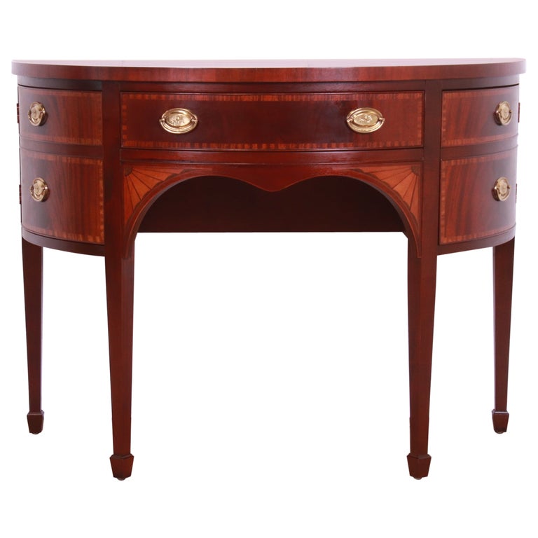 Baker Furniture Federal Mahogany and Satinwood Demilune or