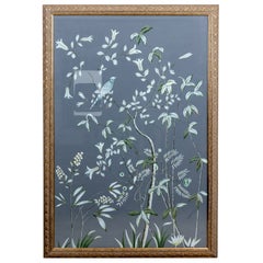 Framed Chinese Hand Painted Silk Wallpaper Panel