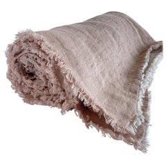 Stone Washed French Leinen Throw in Nude Blush Farbe