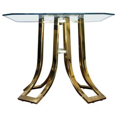 1970s Milo Baughman Style Brass and Glass Tulip Side Table