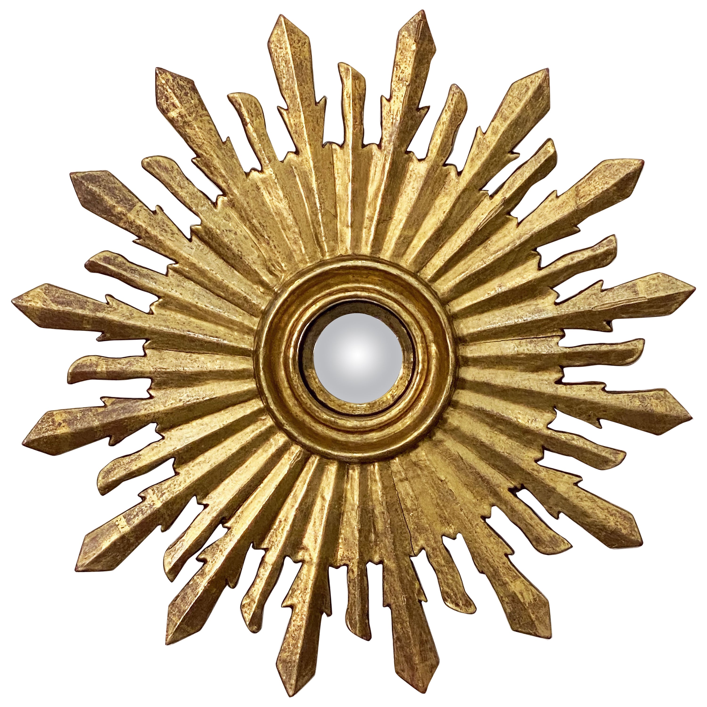 French Gilt Sunburst or Starburst Mirror (Diameter 20)