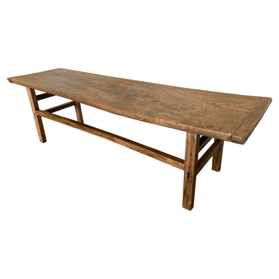 Rustic Chinese Provincial Elm Wood Bench For Sale at 1stDibs