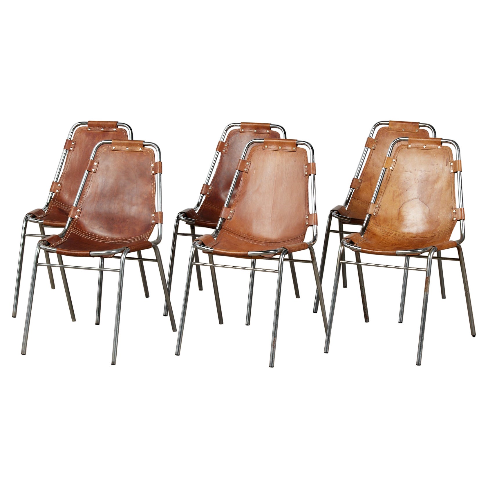 Dal Vera "Les Arcs" Set of Six Chairs Selected by Charlotte Perriand