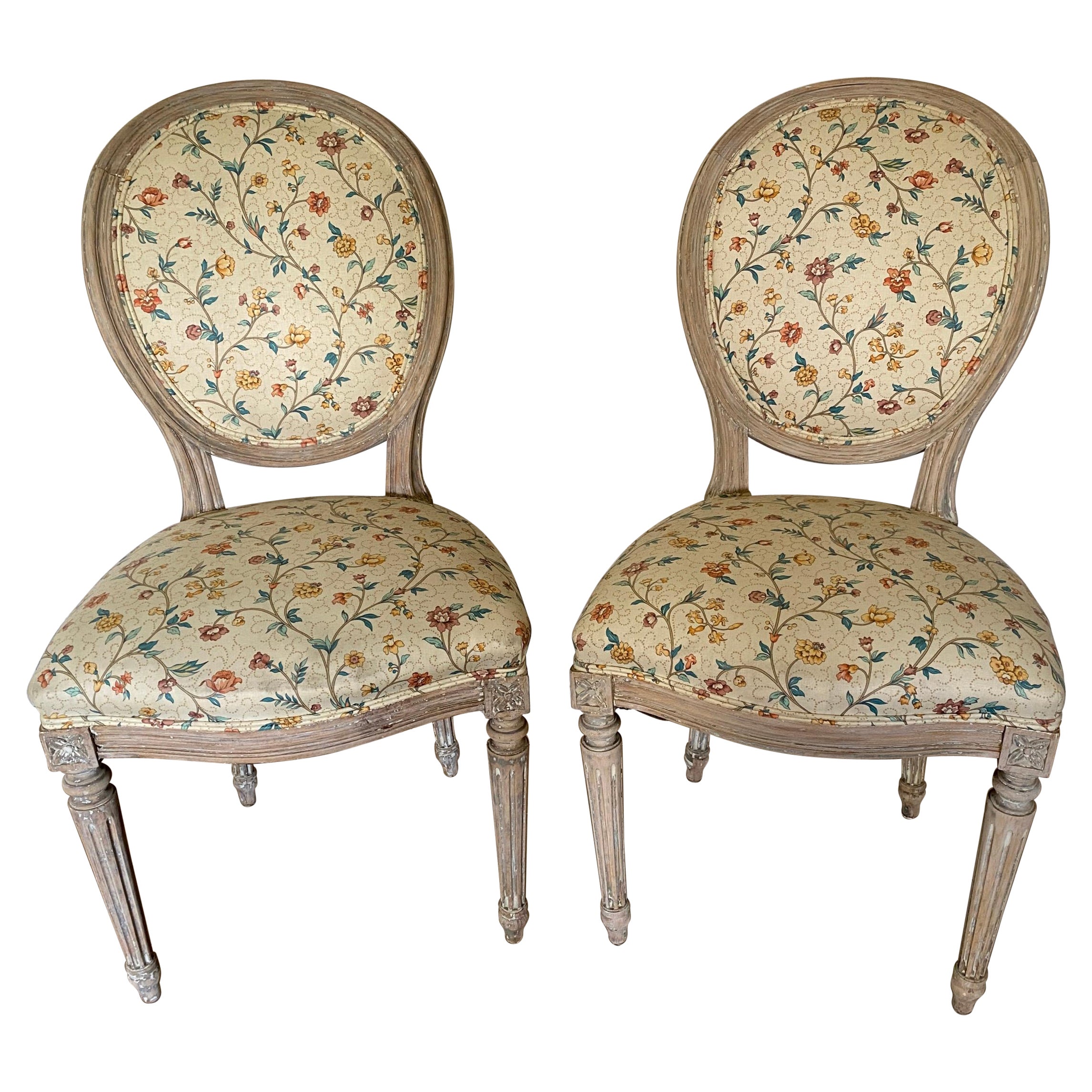 Pair of 19th Century French Louis XVI Provincial Style Side Chairs