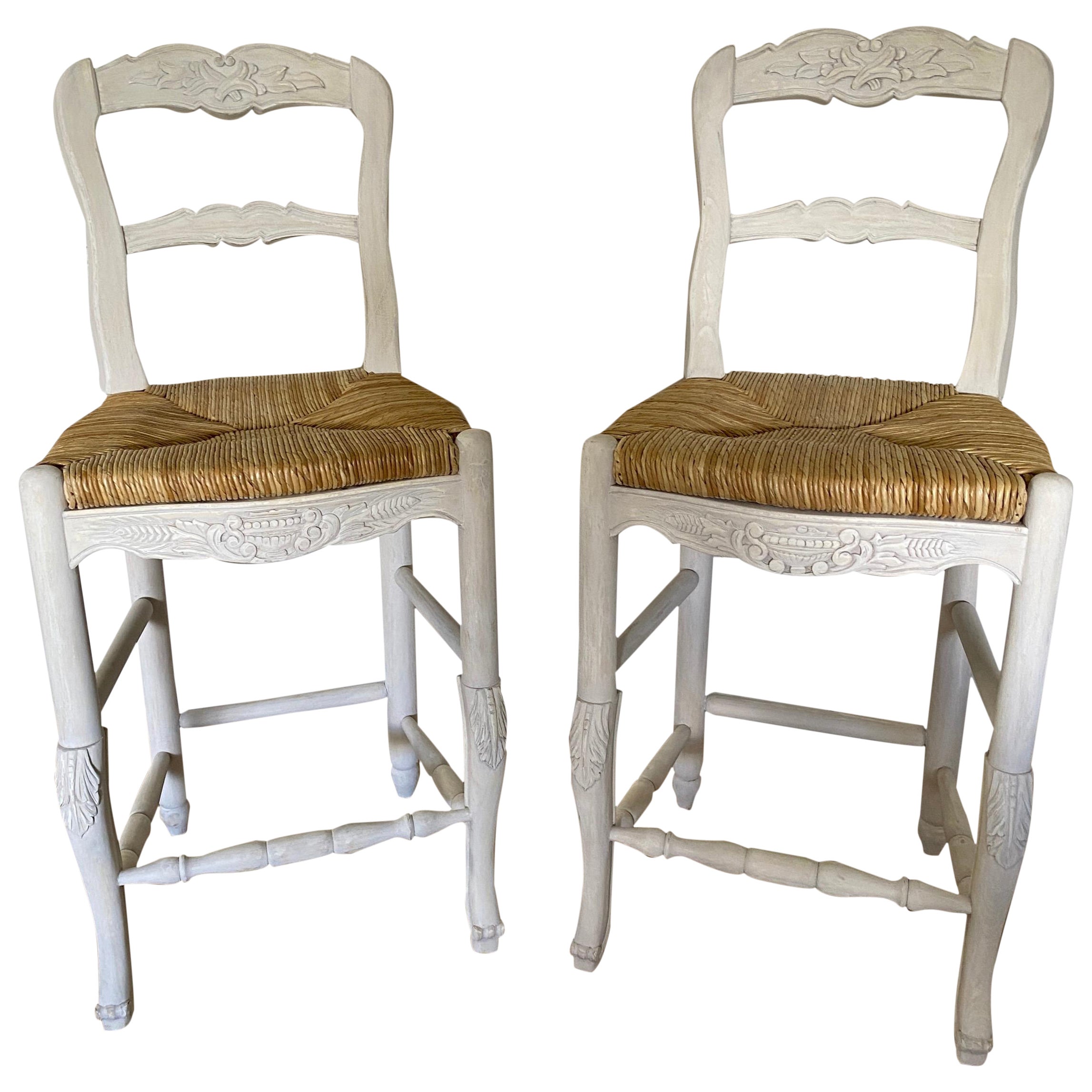 Pair of French Provincial Style Barstools For Sale