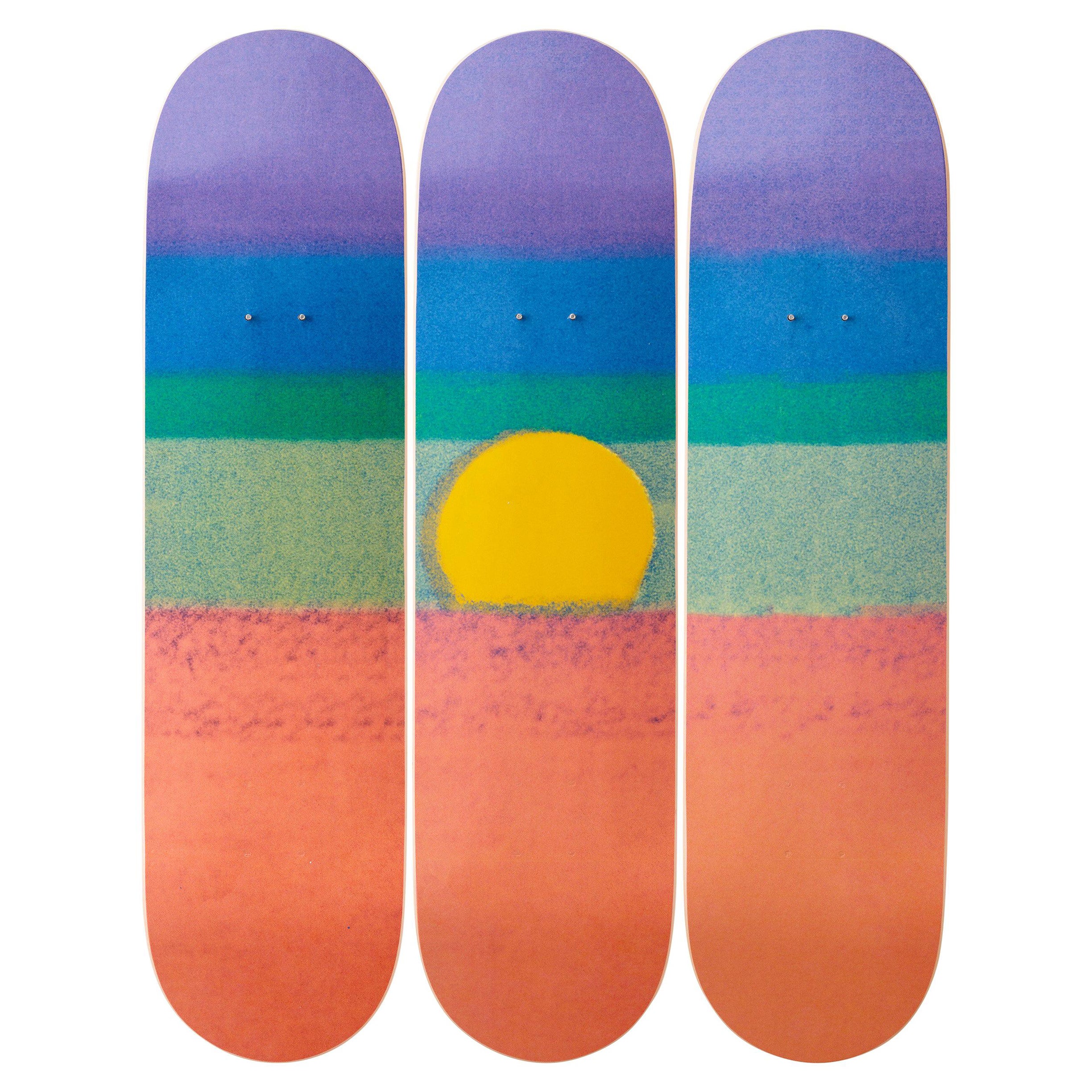 Orange Skateboard-Decken nach Andy Warhol, Sonnenuntergang