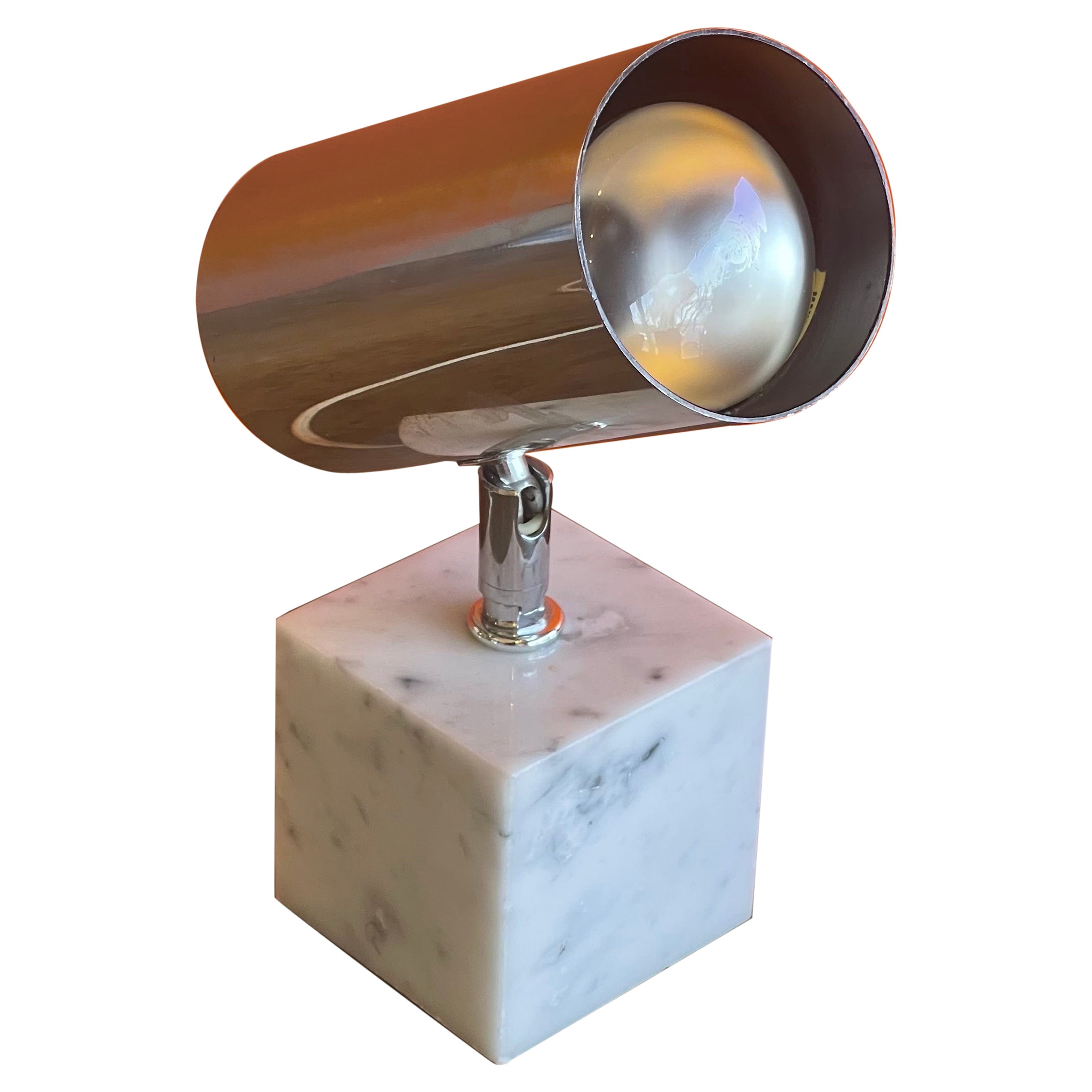 MCM Verstellbare Tischlampe aus Chrom auf Marmor von Neal Small für Koch &amp;amp; Lowy