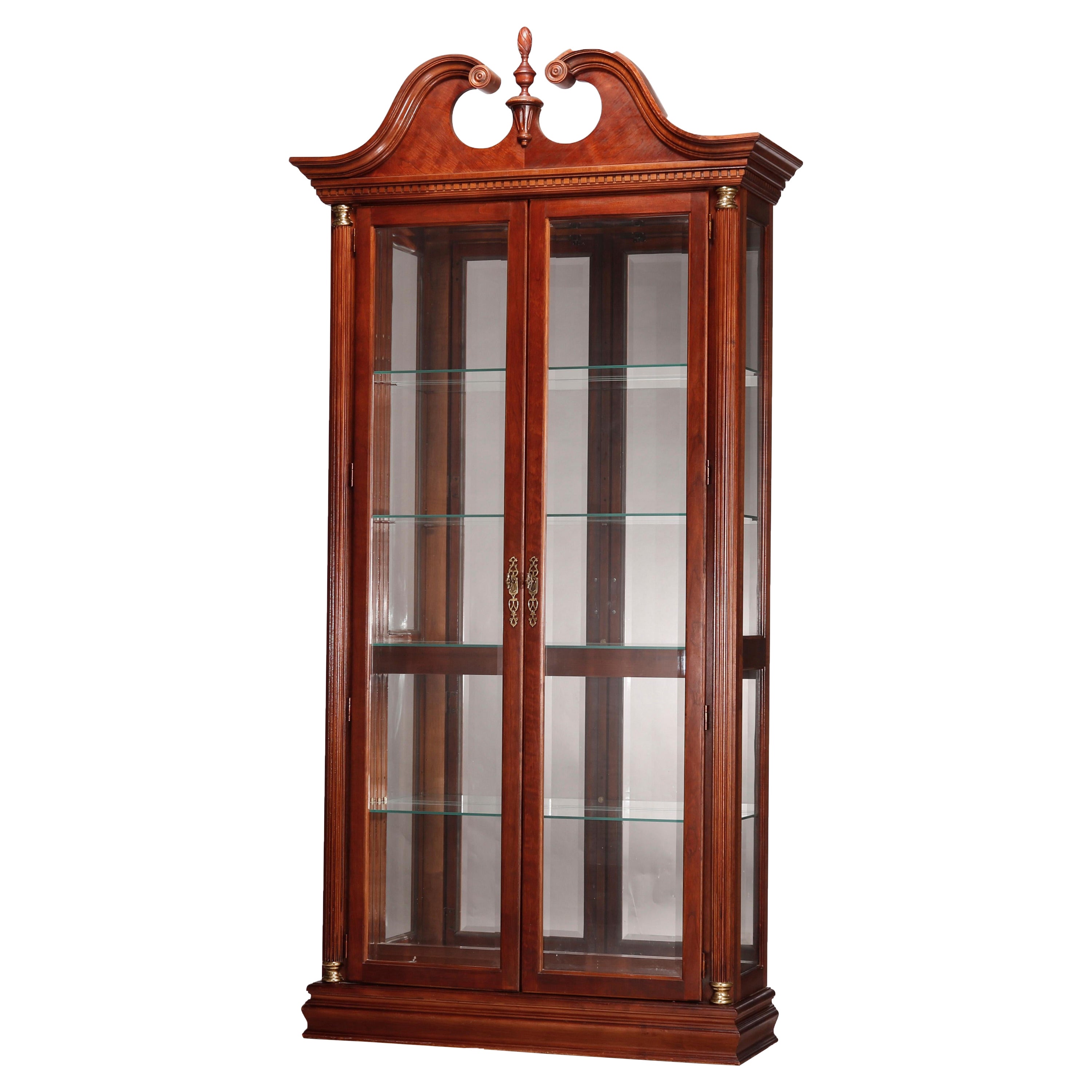 Federal Style Carved Mahogany Mirrored Display Cabinet by Pulaski, 20th C