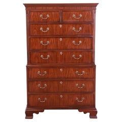 Drexel Heritage Georgian Mahogany Chest on Chest Highboy Dresser