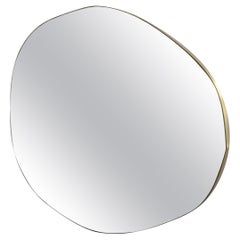 Nuva Organic Irregular Shaped Modern Mirror with Brass Frame, Oversized