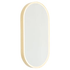Capsula Illuminated Contemporary Pill Shaped Mirror with Brass Frame, XL
