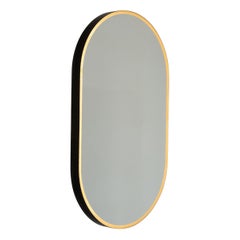 Capsula Illuminated Pill Shaped Modern Mirror with Bronze Patina Frame, Small